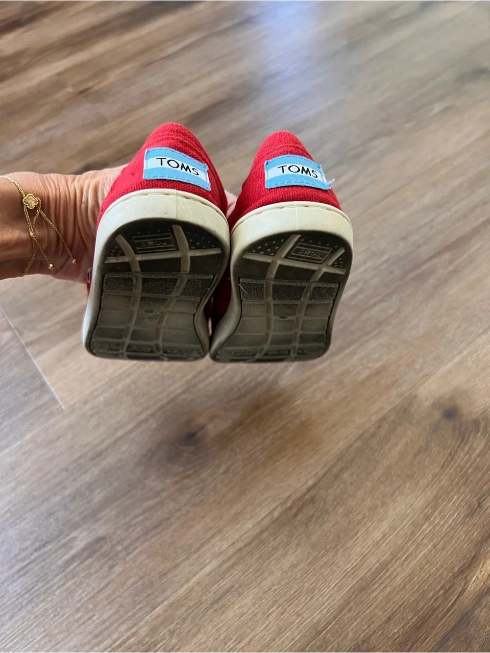 Toms Canvas Slip-On Shoes in Red with White Sole